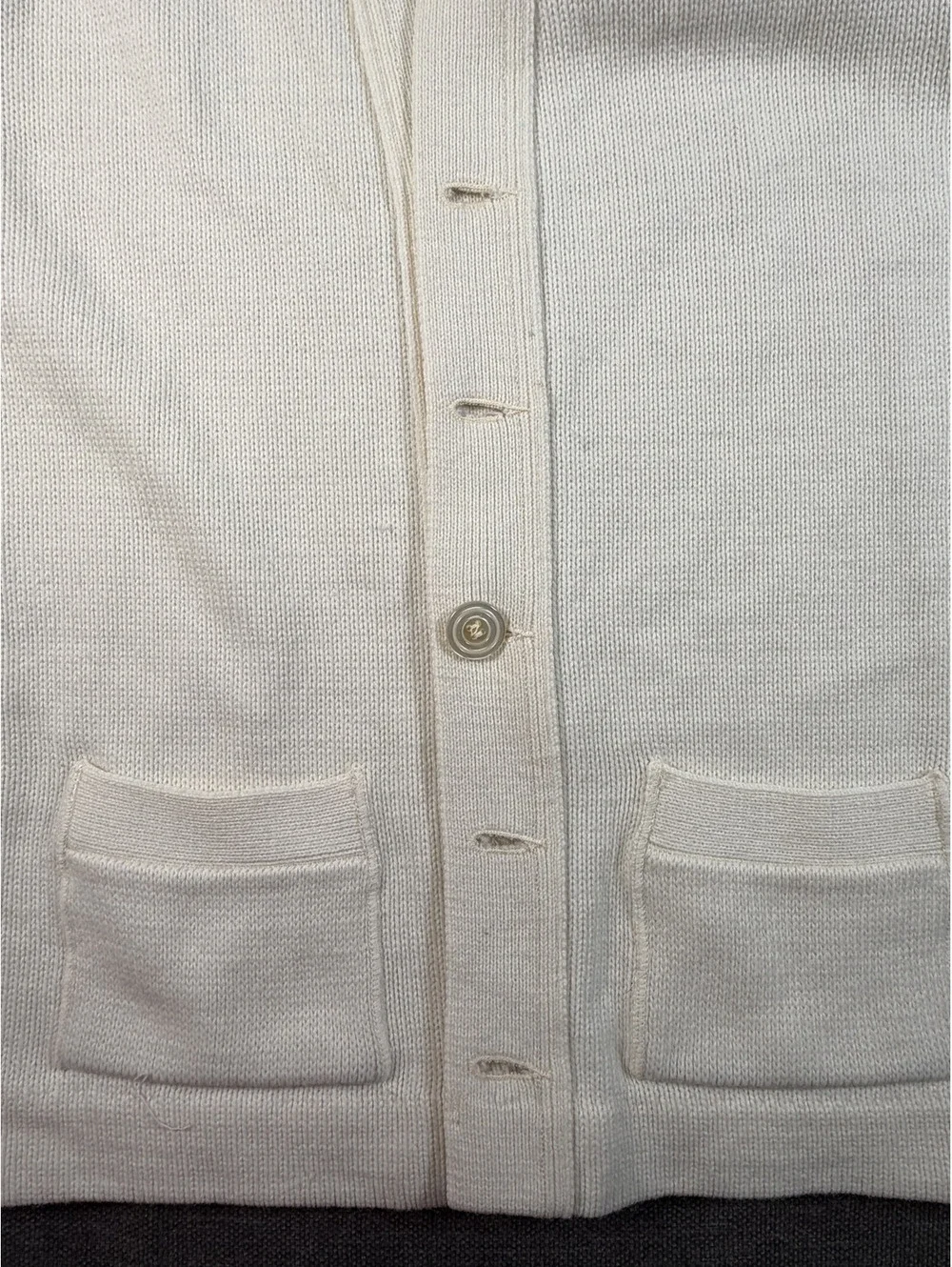 Vintage Cream Knit Cardigan Sweater with Pockets